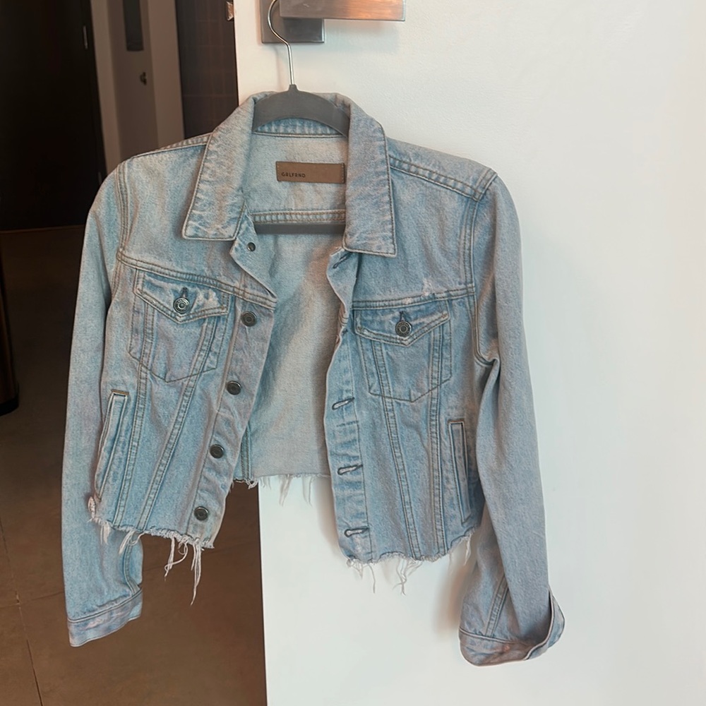Grlfrnd denim distressed crop denim jacket